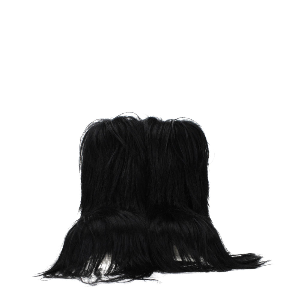 Rick Owens Black Fur Ankle Women's Boots