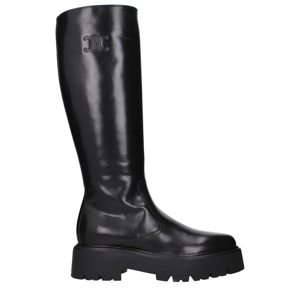 Celine Black Leather Ankle Women's Boots