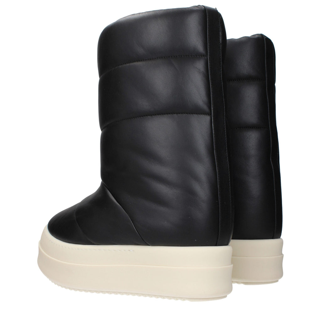 Rick Owens Black Leather Ankle Men's Boots