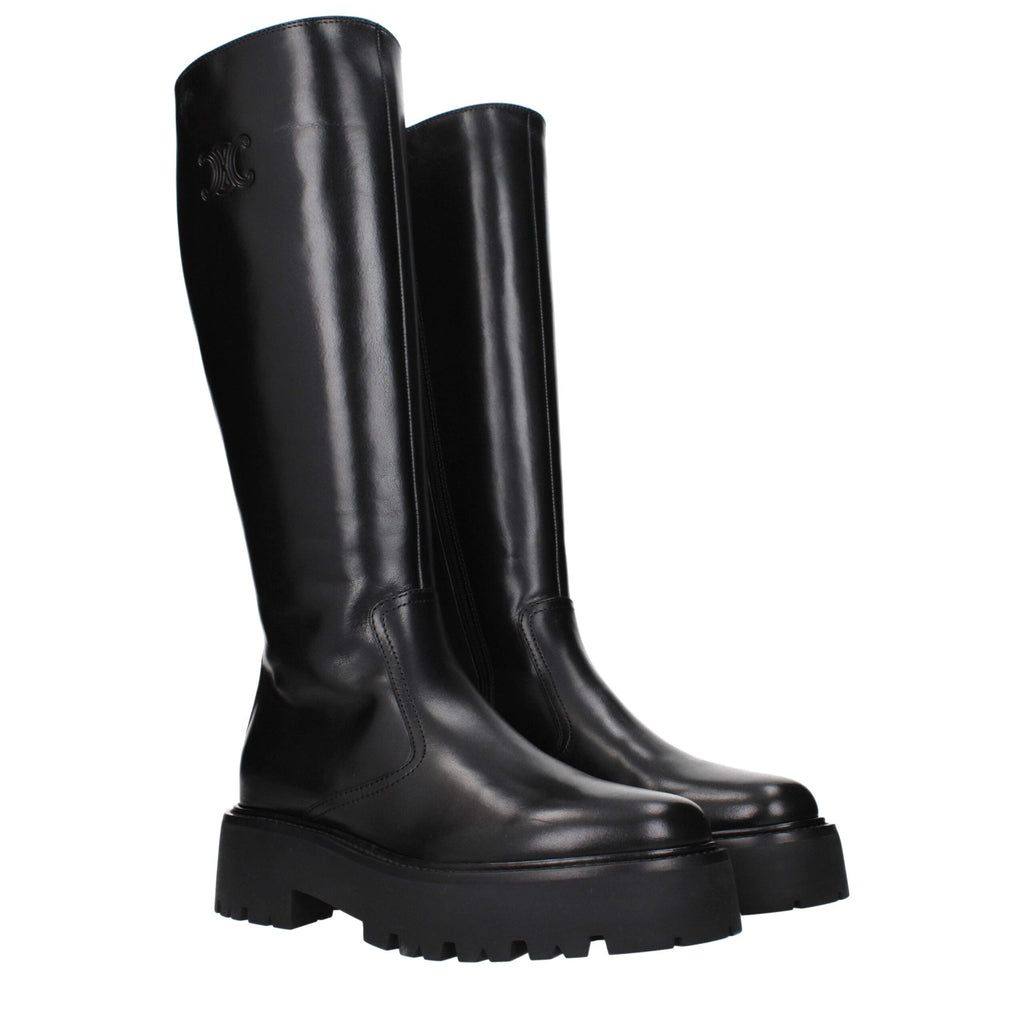 Celine Black Leather Ankle Women's Boots
