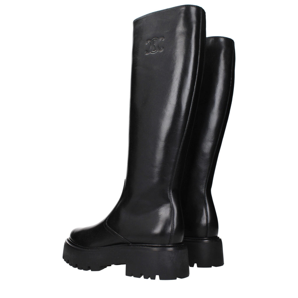 Celine Black Leather Ankle Women's Boots