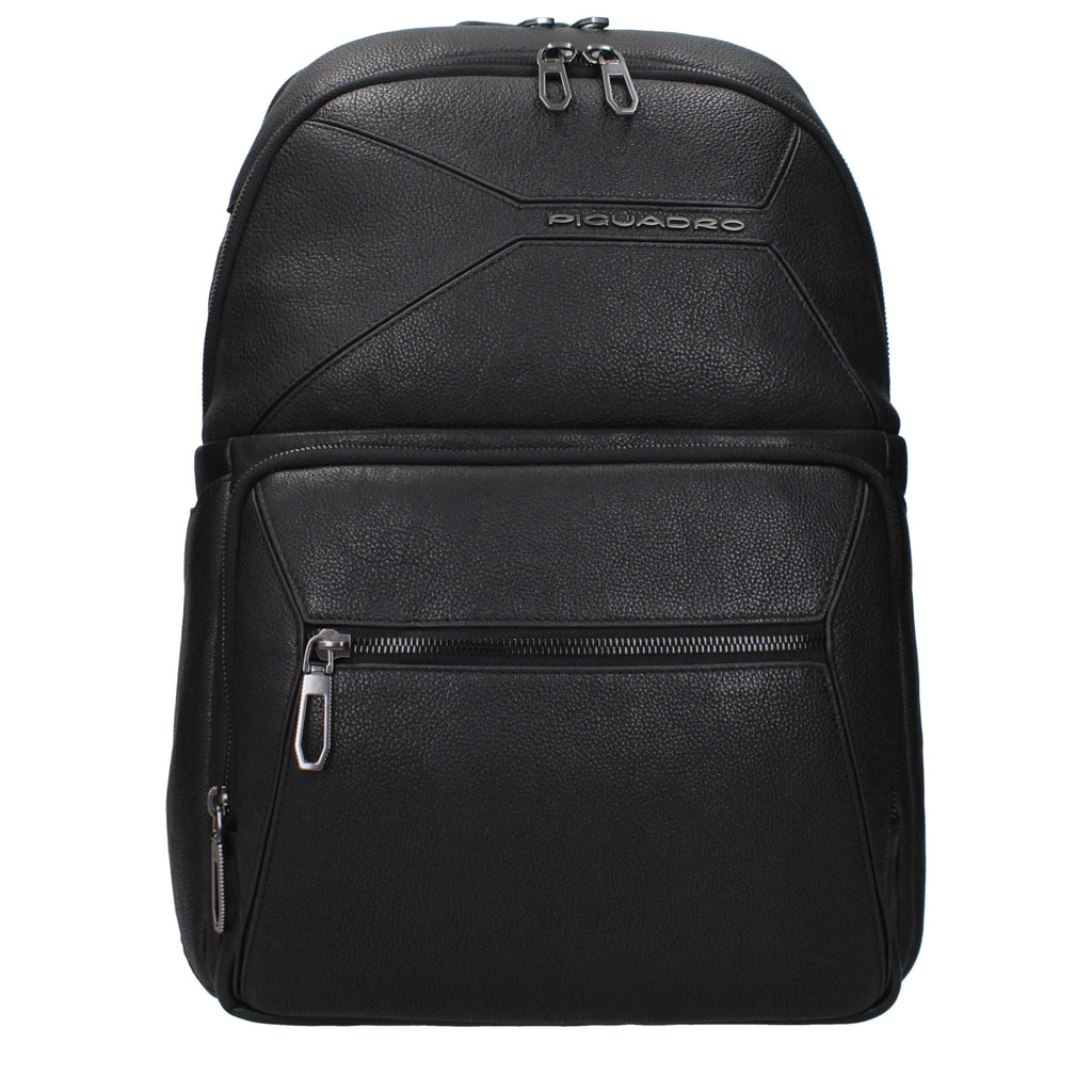 Piquadro Black Leather Men's Backpack
