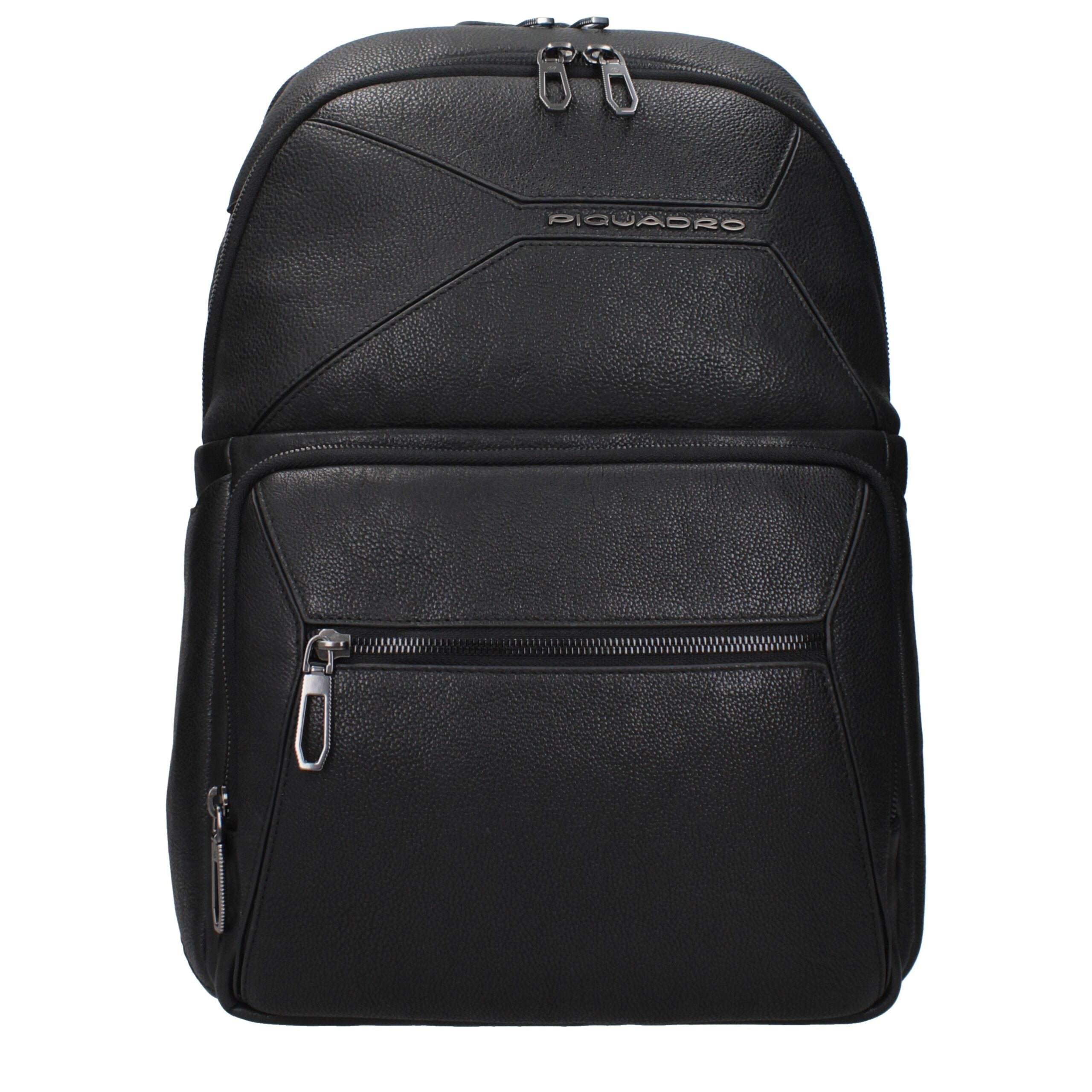 Piquadro Black Leather Men's Backpack