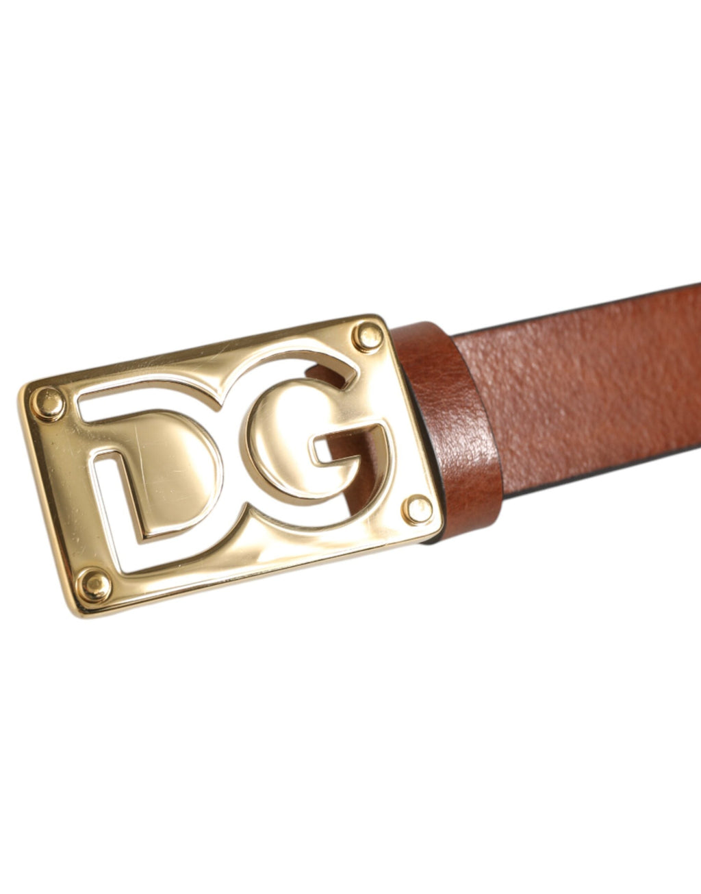 Dolce & Gabbana Brown Leather Classic Metal Logo Buckle Men's Belt