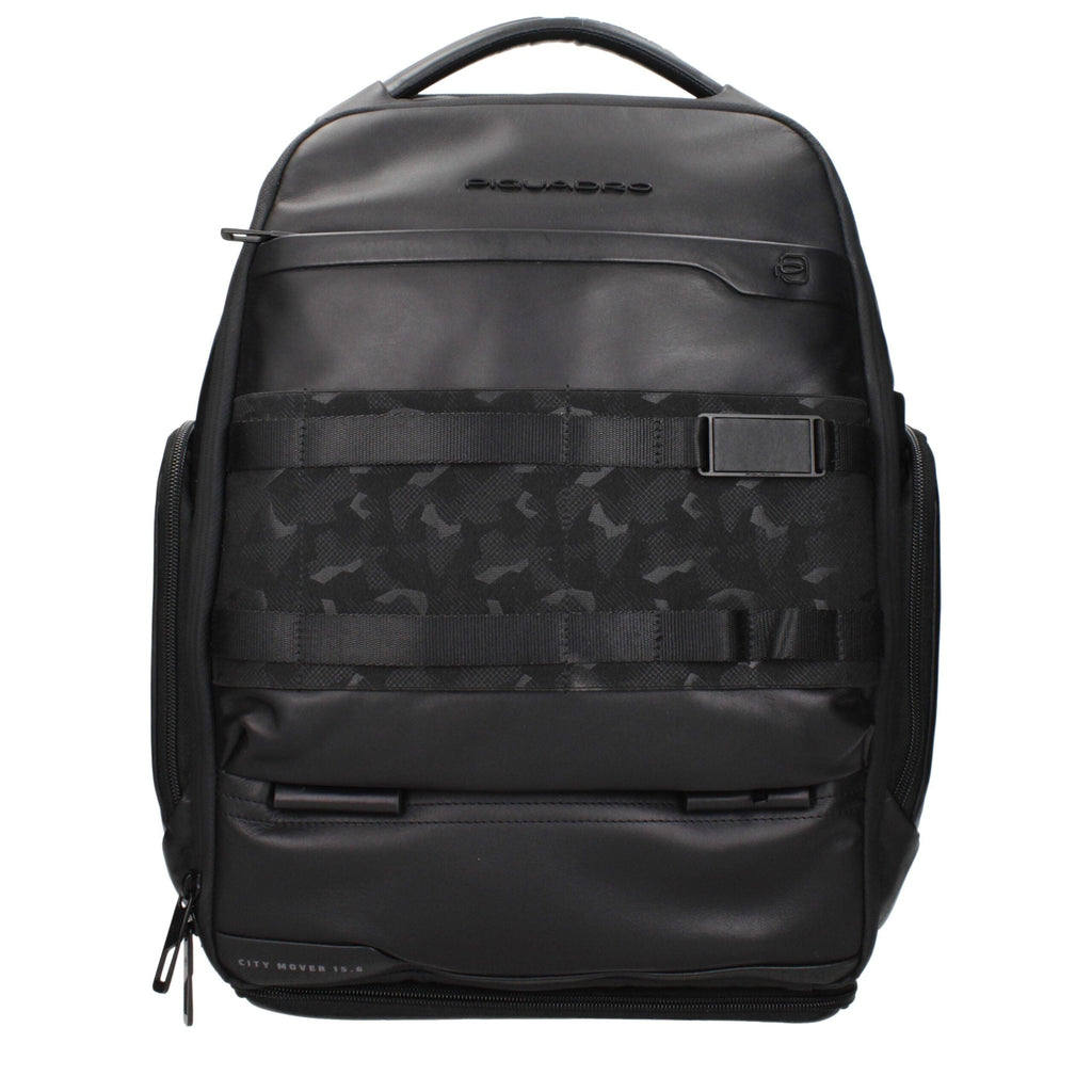 Piquadro Black Leather Men's Backpack
