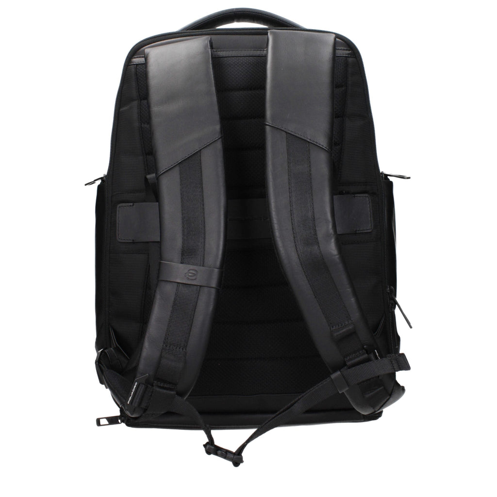 Piquadro Black Leather Men's Backpack