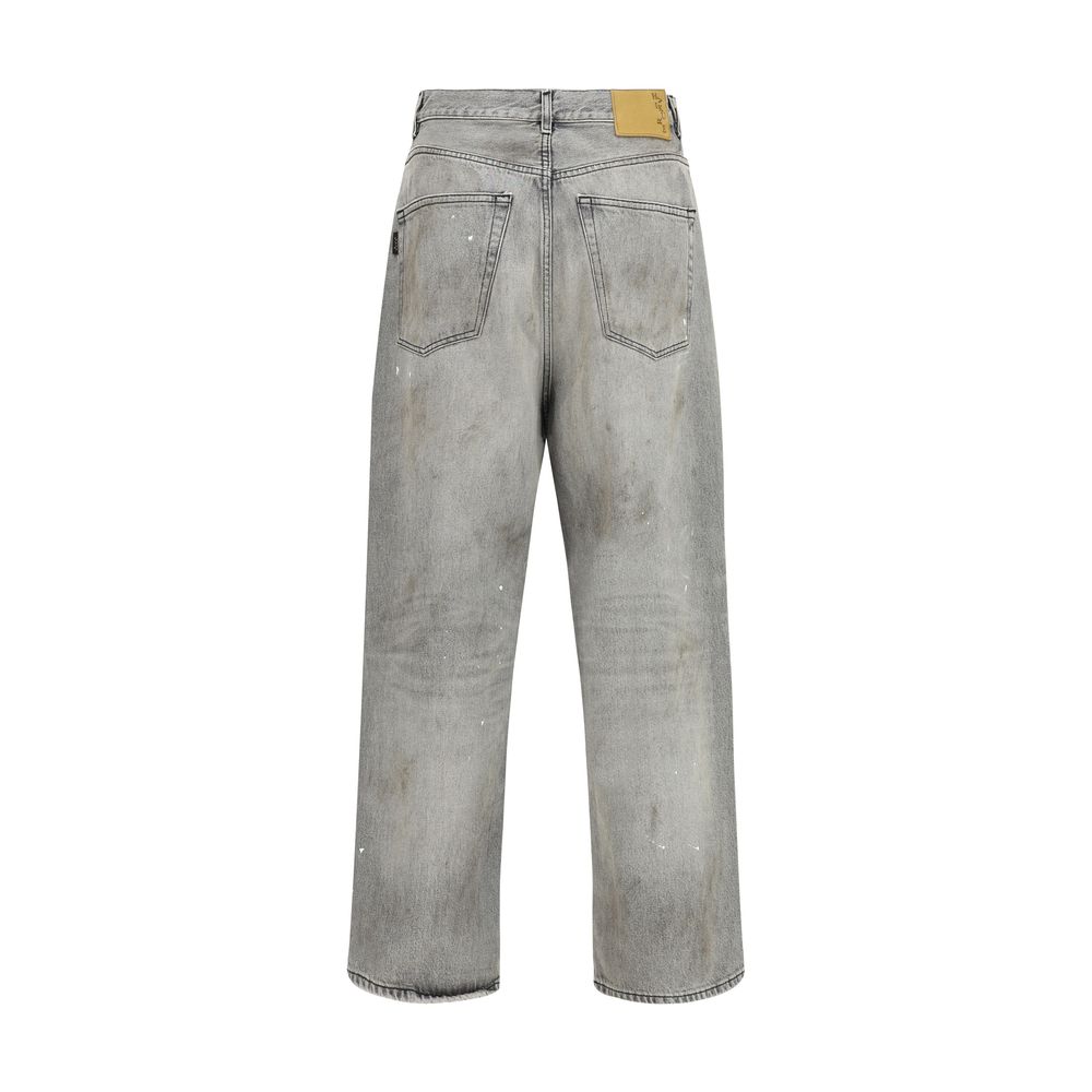 Haikure Gray Cotton Straight-Leg Men's Jeans