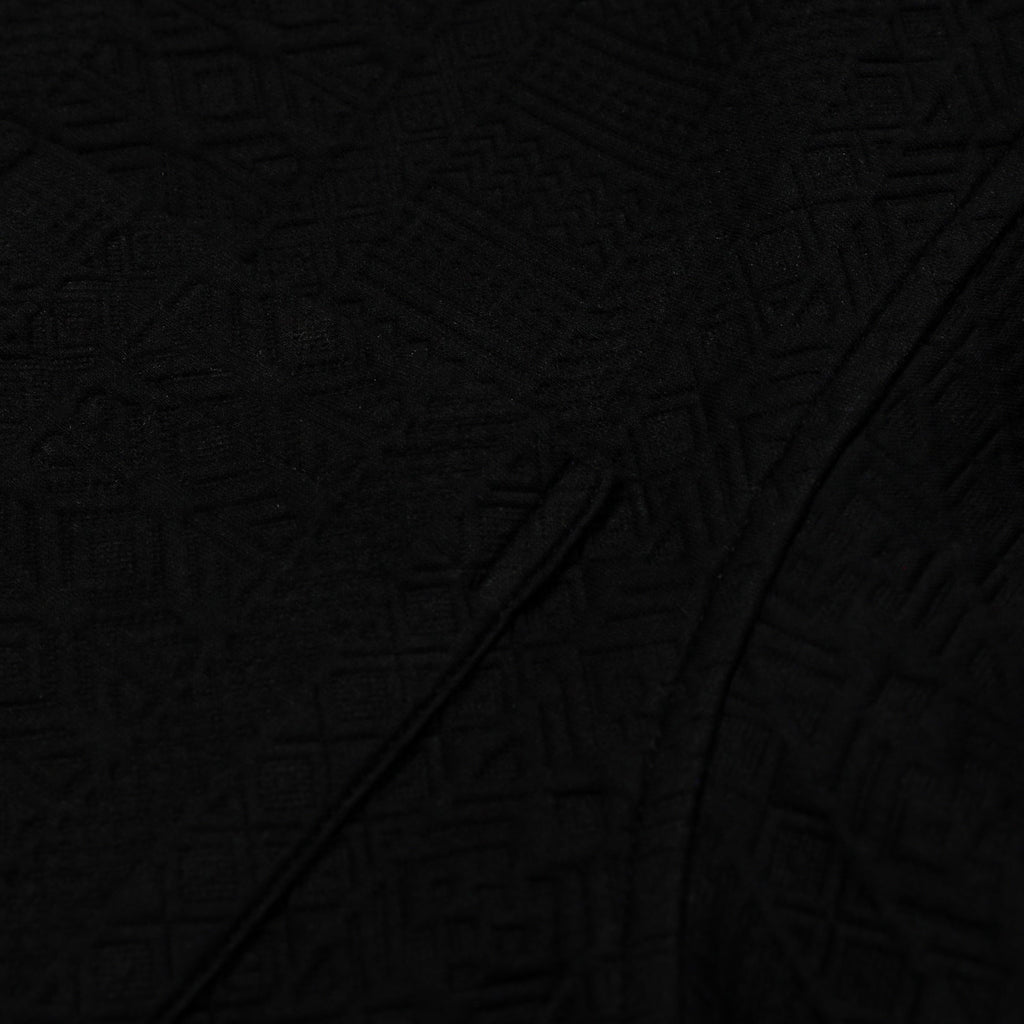Exclusive Jacquard Ornate Printed Mens Short Sleeve Shirt (Black) — S — Back View