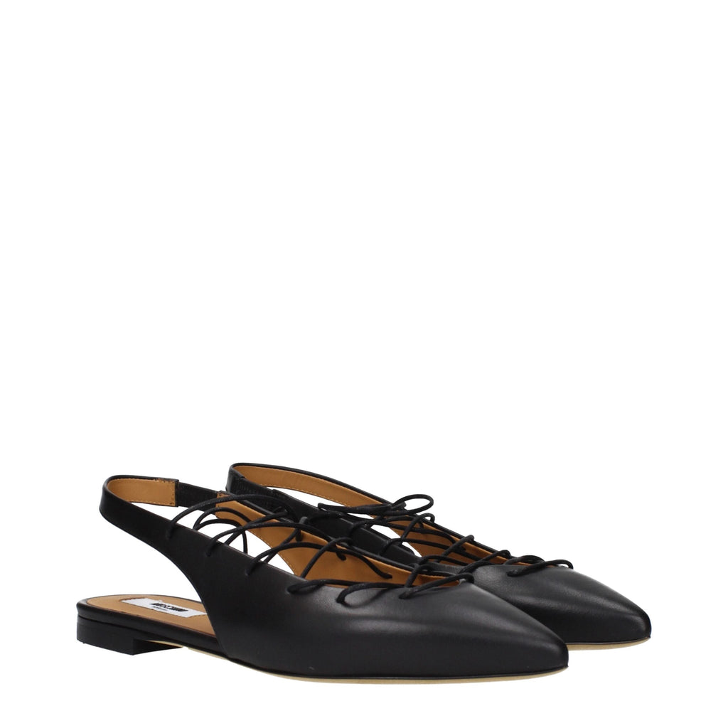Moschino Black Leather Women's Flats