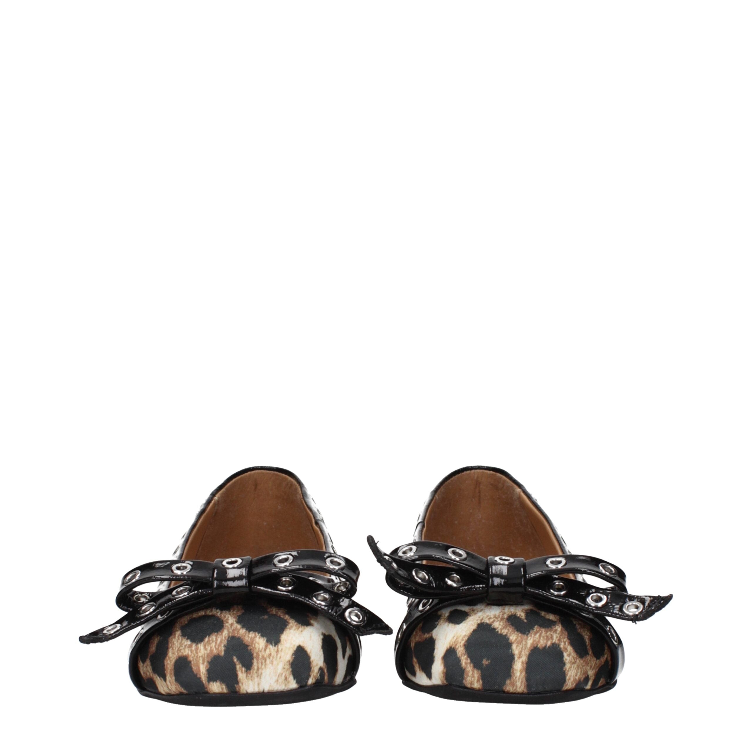 Ganni Brown Fabric Ballet Women's Flats