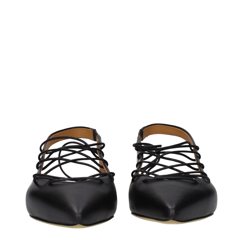 Moschino Black Leather Women's Flats
