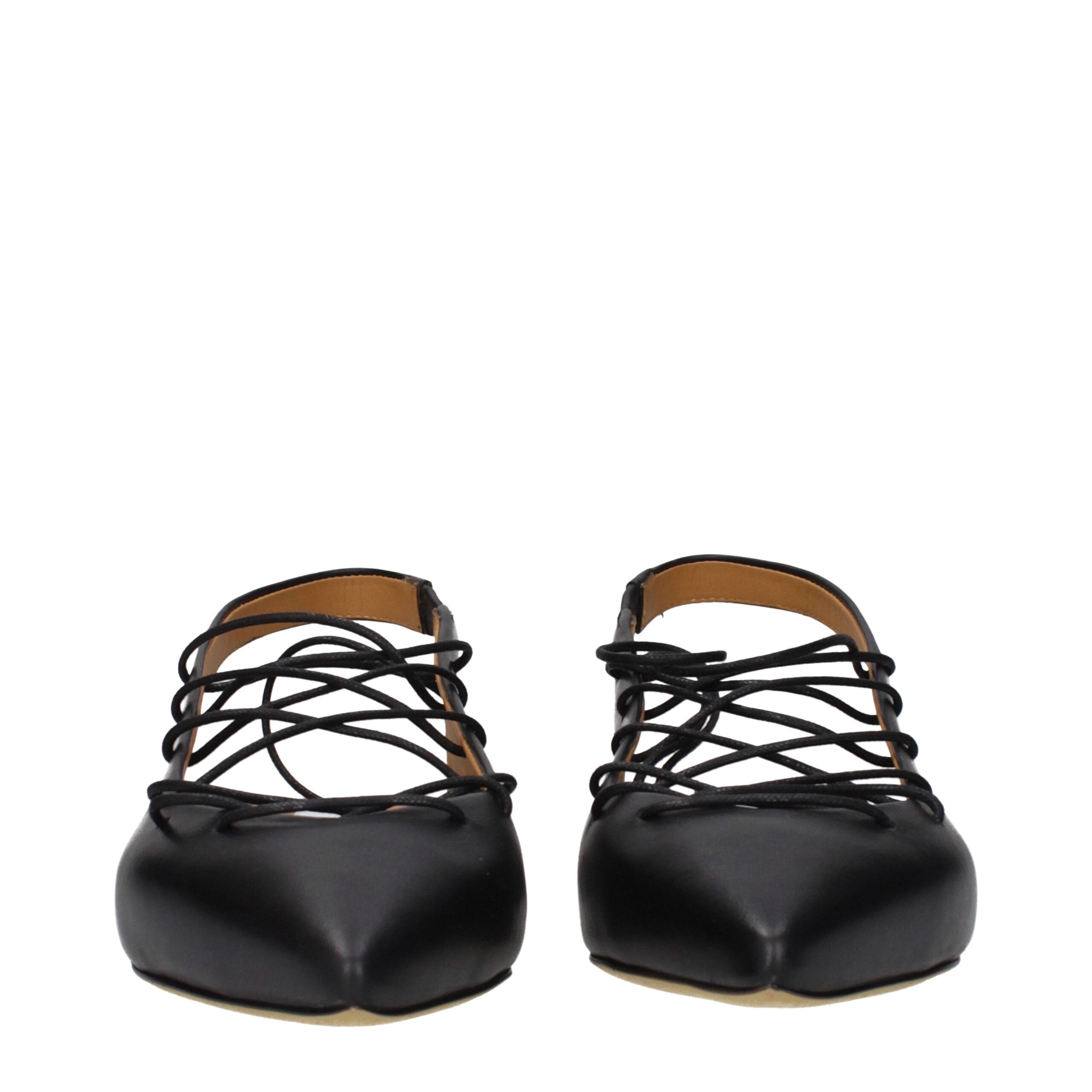 Moschino Black Leather Women's Flats