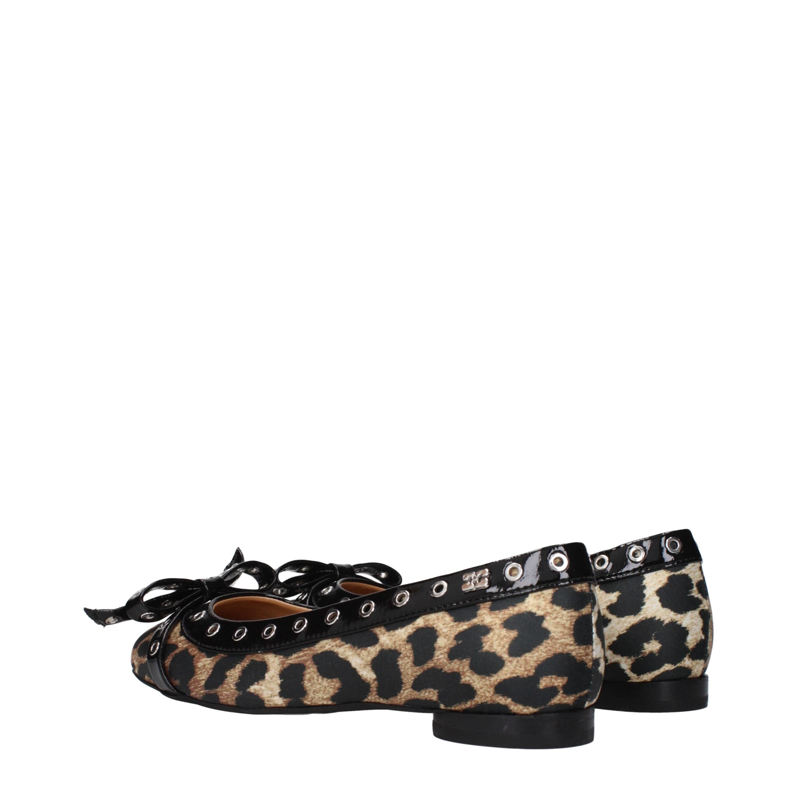 Ganni Brown Fabric Ballet Women's Flats