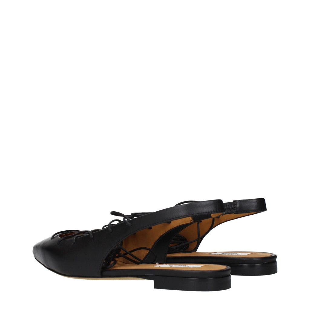 Moschino Black Leather Women's Flats