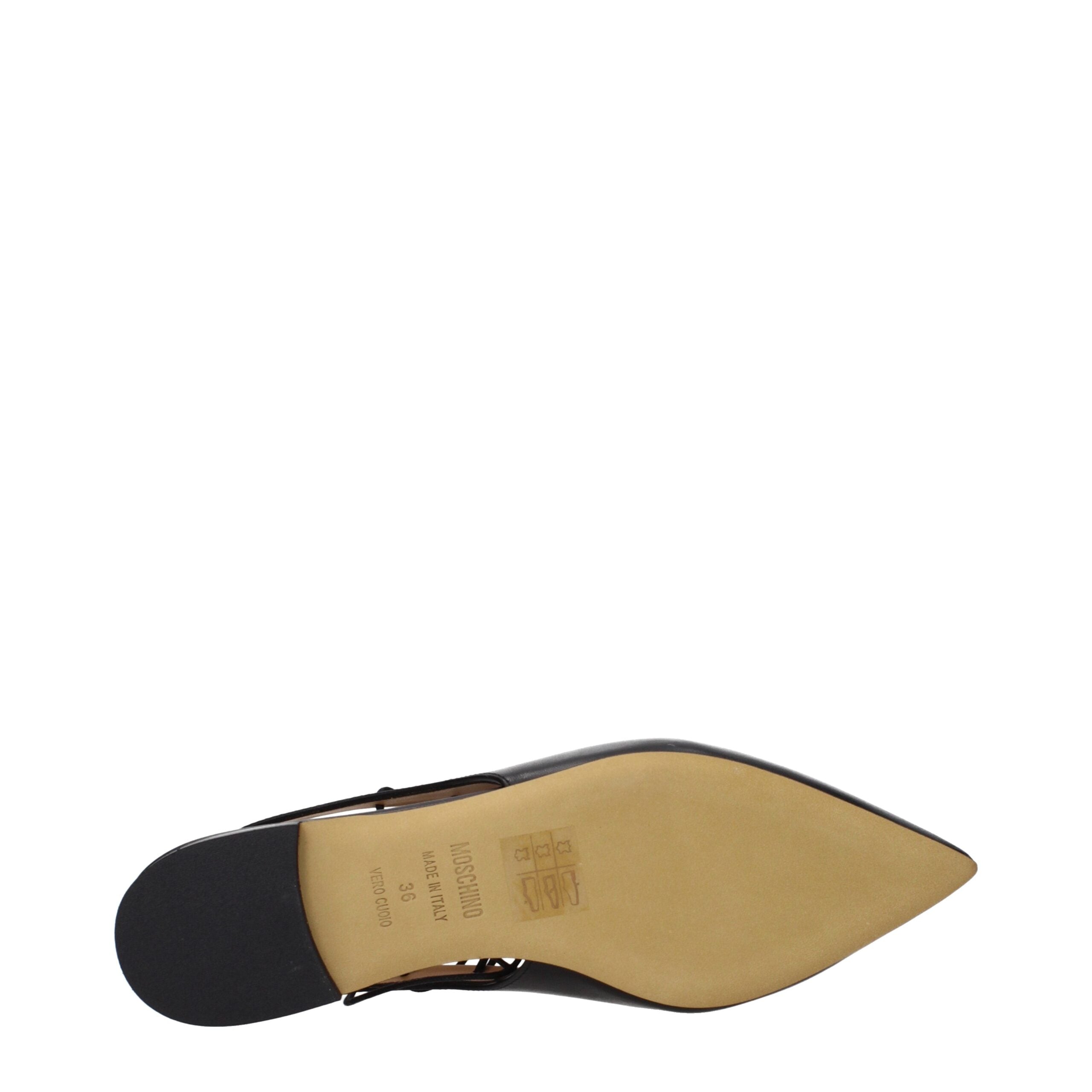 Moschino Black Leather Women's Flats