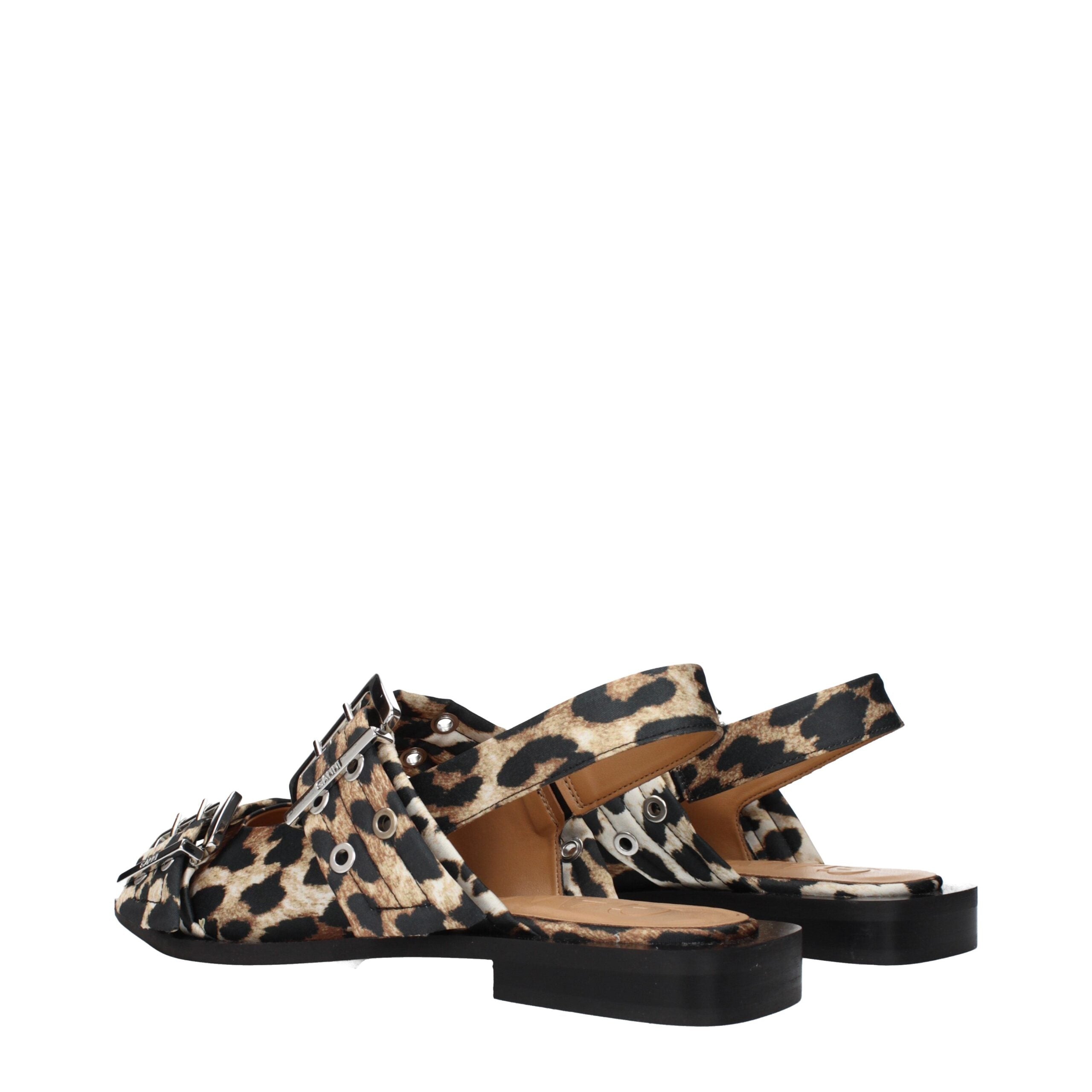 Ganni Brown Fabric Flat Women's Sandals