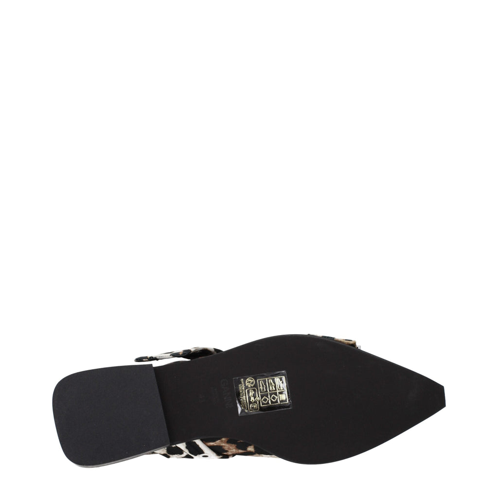 Ganni Brown Fabric Flat Women's Sandals
