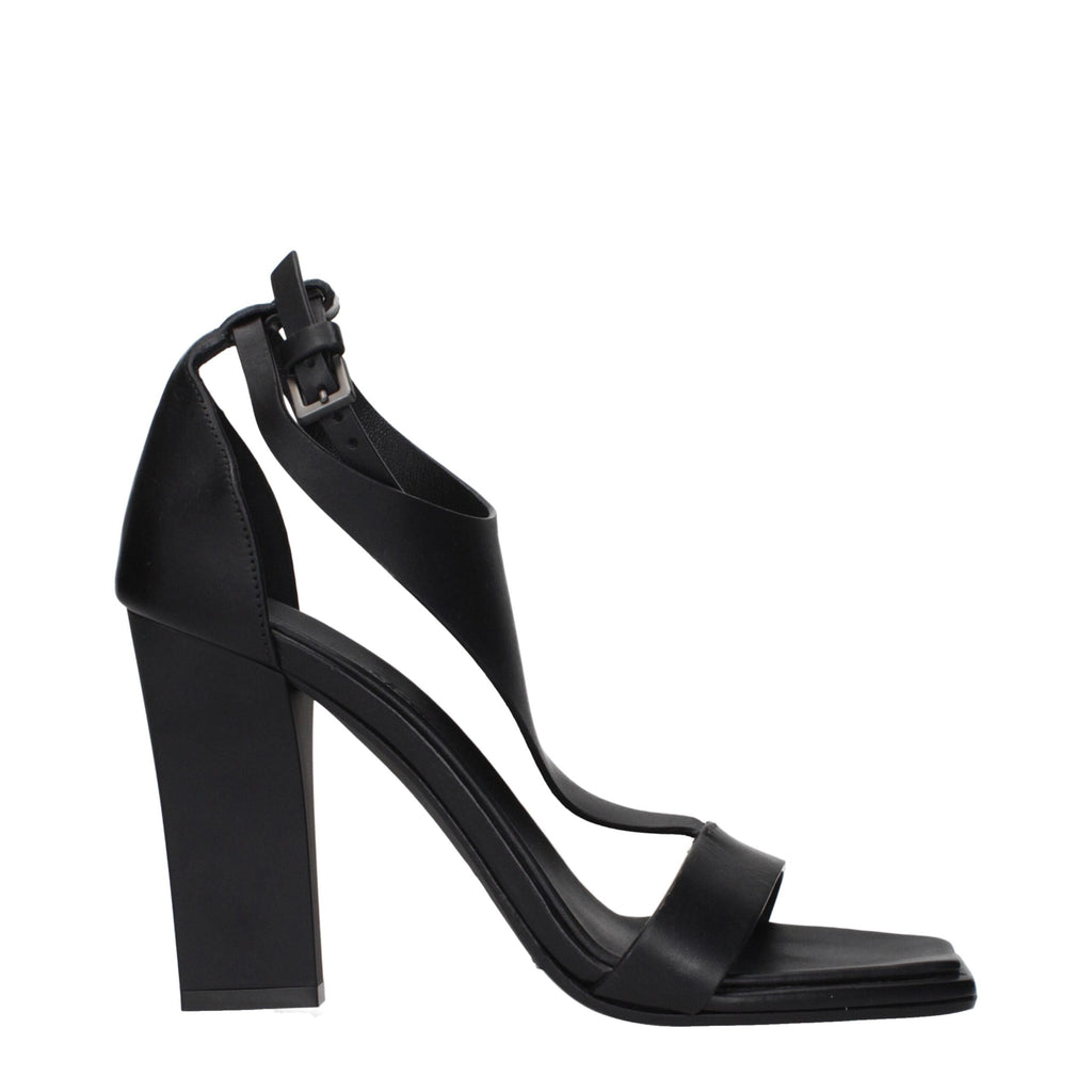 Max Mara Black Leather Stiletto Heel Women's Sandals