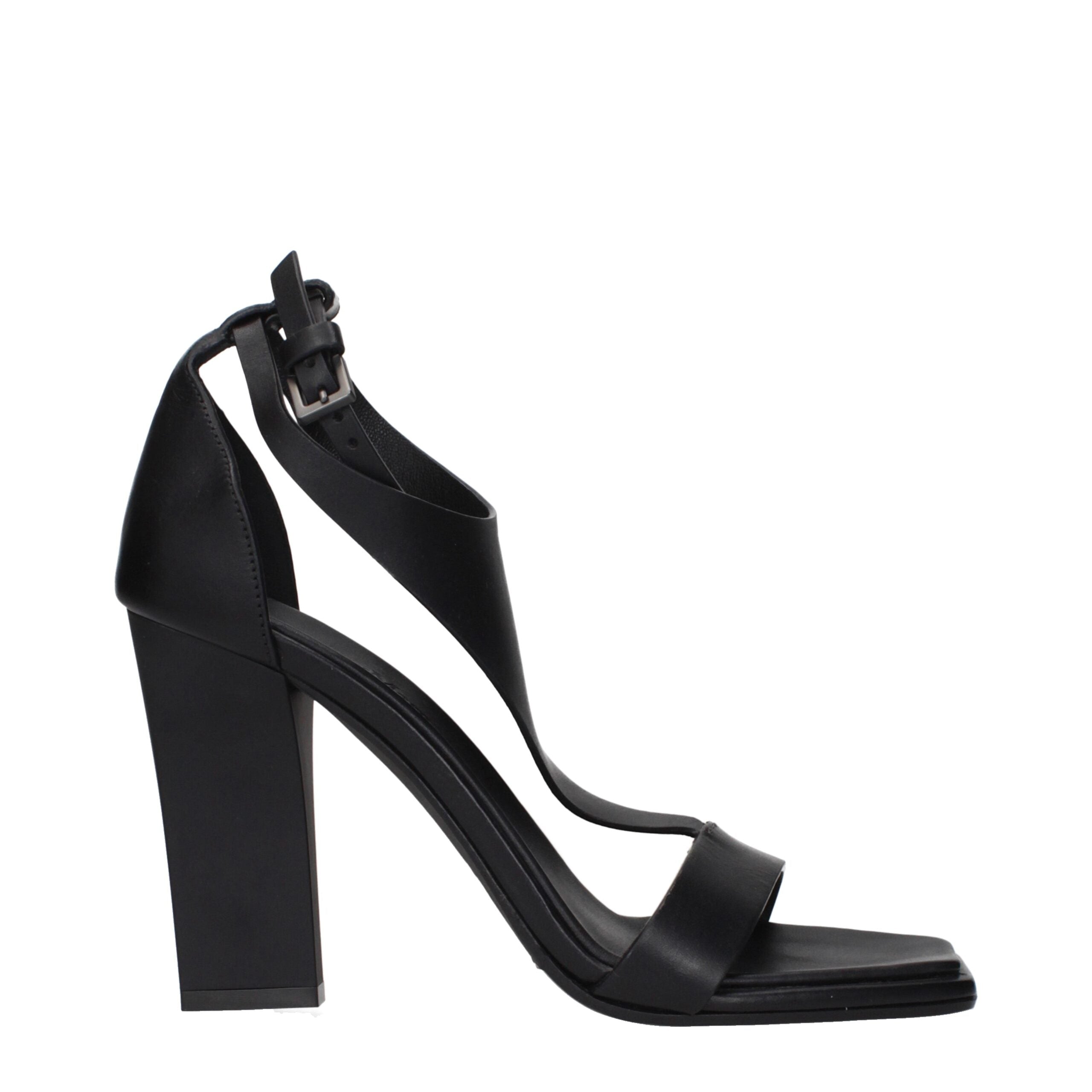 Max Mara Black Leather Stiletto Heel Women's Sandals