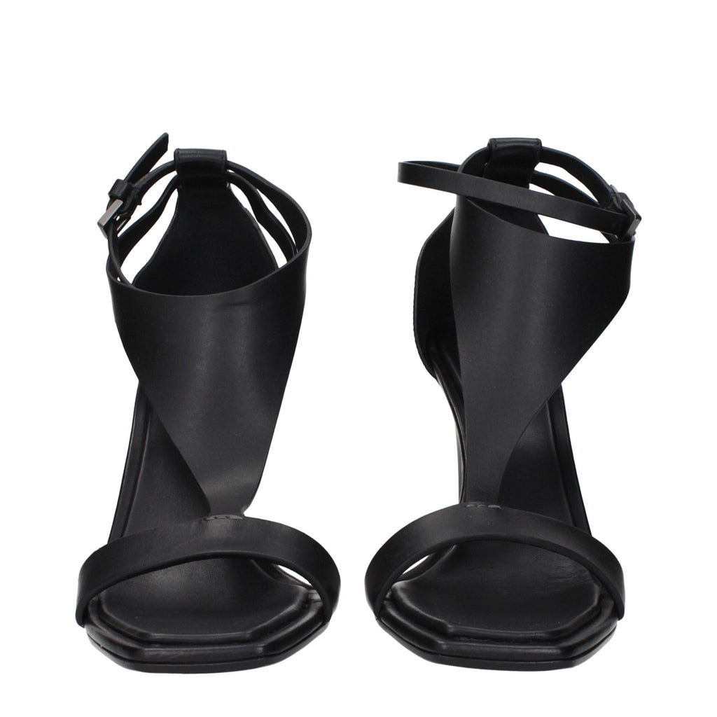 Max Mara Black Leather Stiletto Heel Women's Sandals