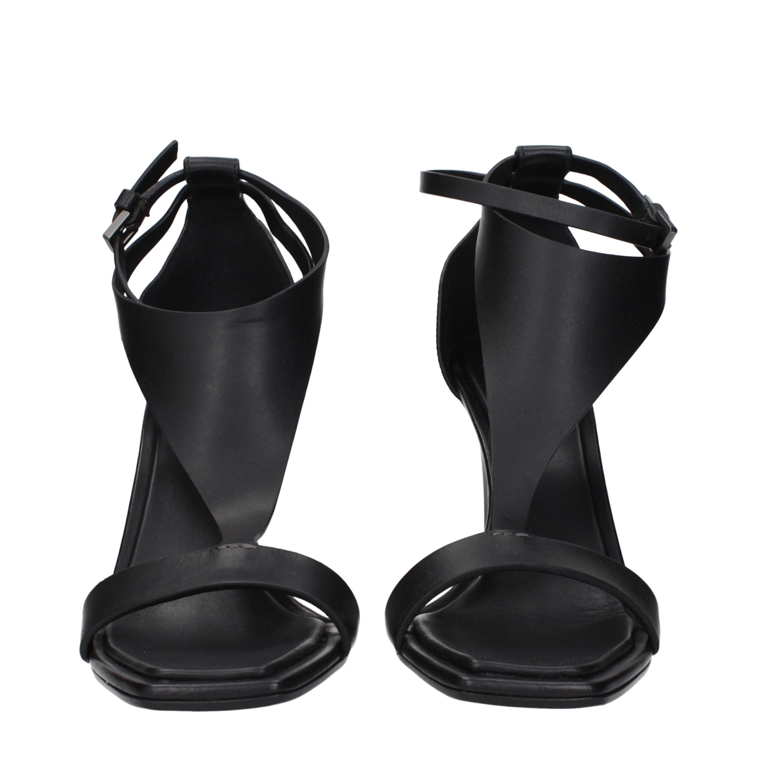 Max Mara Black Leather Stiletto Heel Women's Sandals