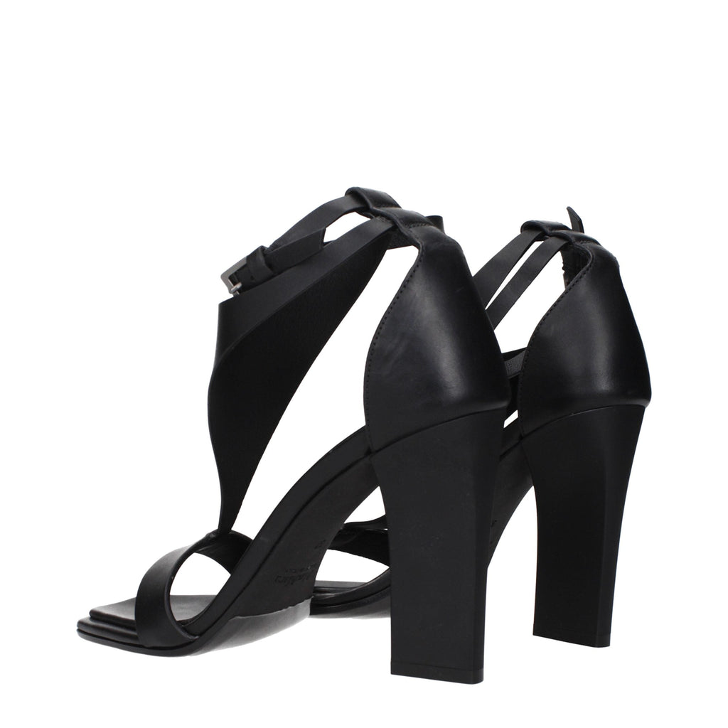 Max Mara Black Leather Stiletto Heel Women's Sandals