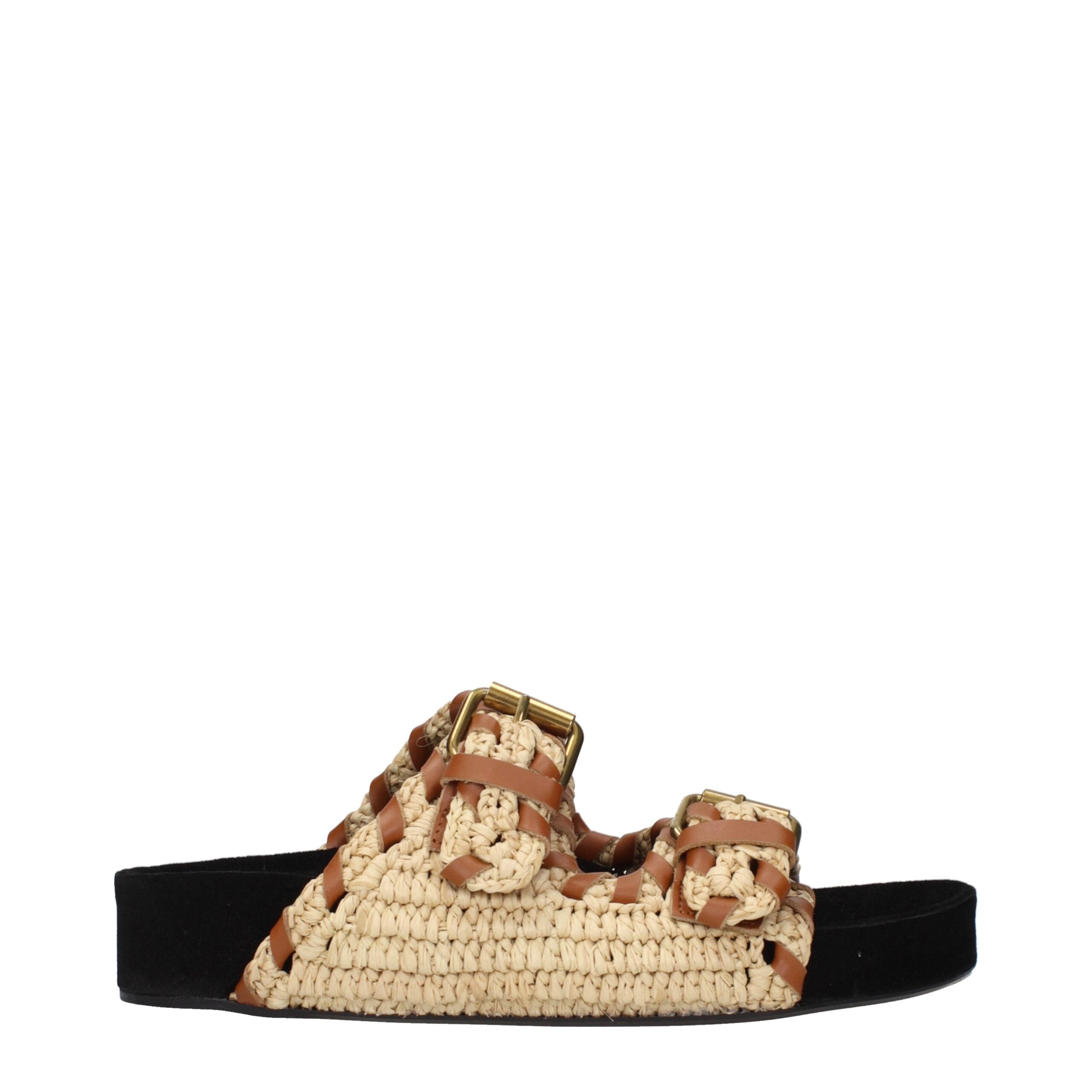 Isabel Marant Beige Raffia Women's Slippers