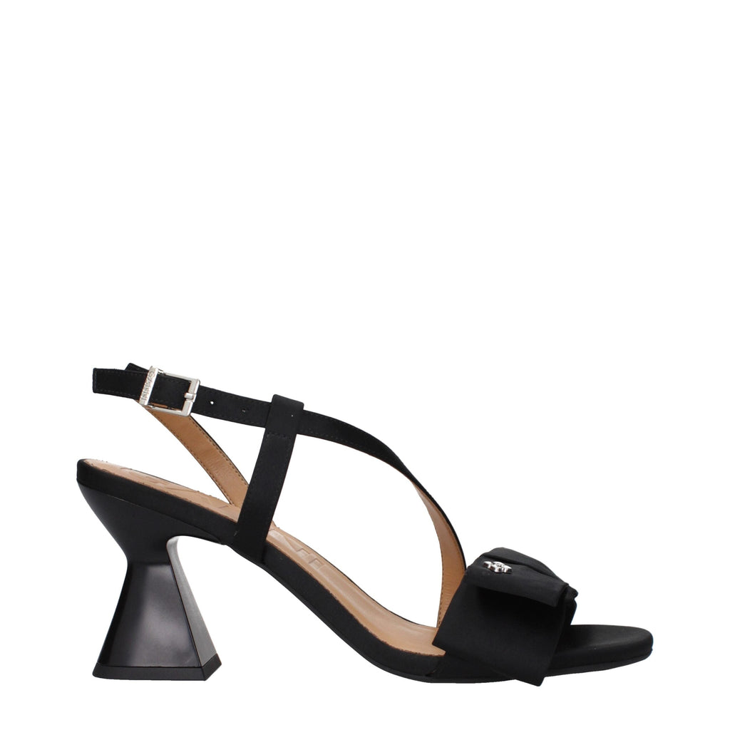 Ganni Black Fabric Platform Women's Sandals