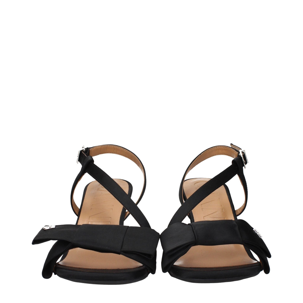 Ganni Black Fabric Platform Women's Sandals