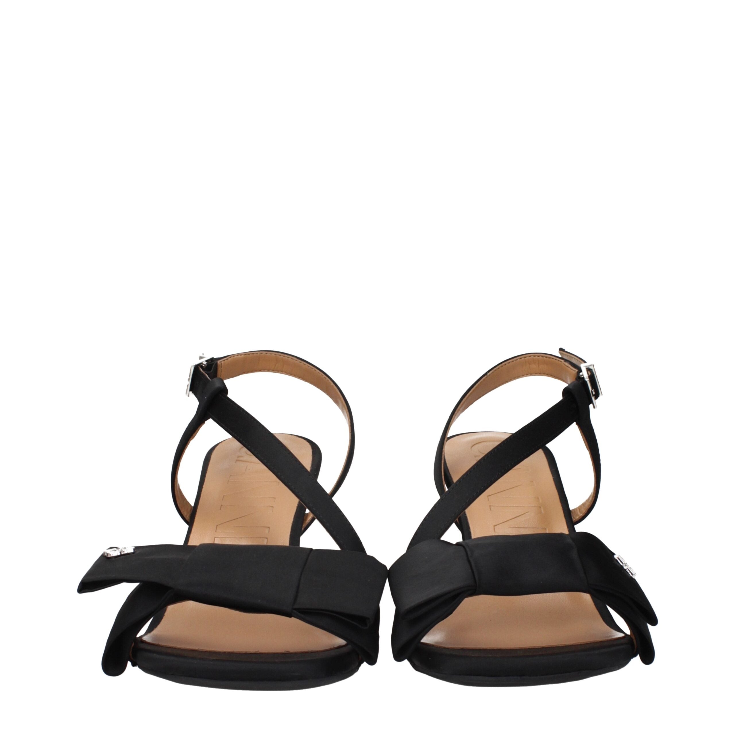 Ganni Black Fabric Platform Women's Sandals