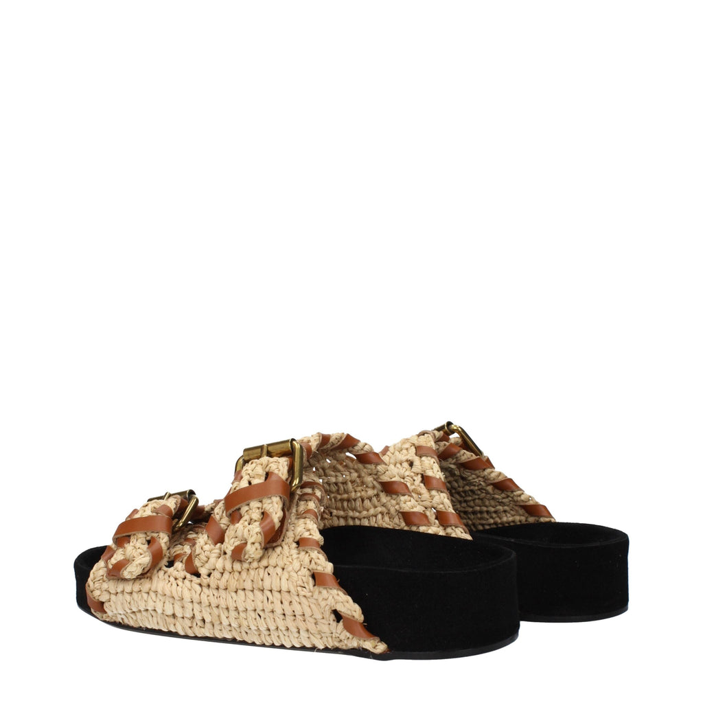 Isabel Marant Beige Raffia Women's Slippers