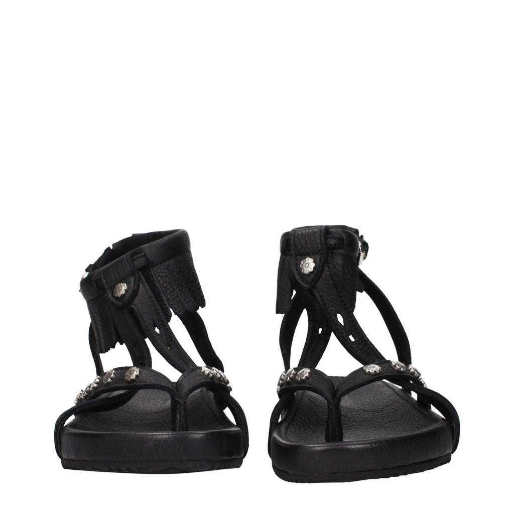 Isabel Marant Black Leather Flat Women's Sandals