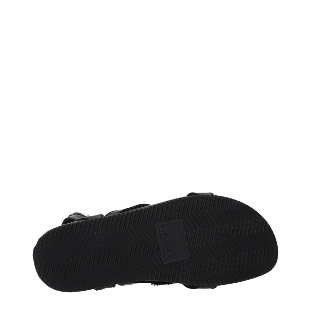 Isabel Marant Black Leather Flat Women's Sandals