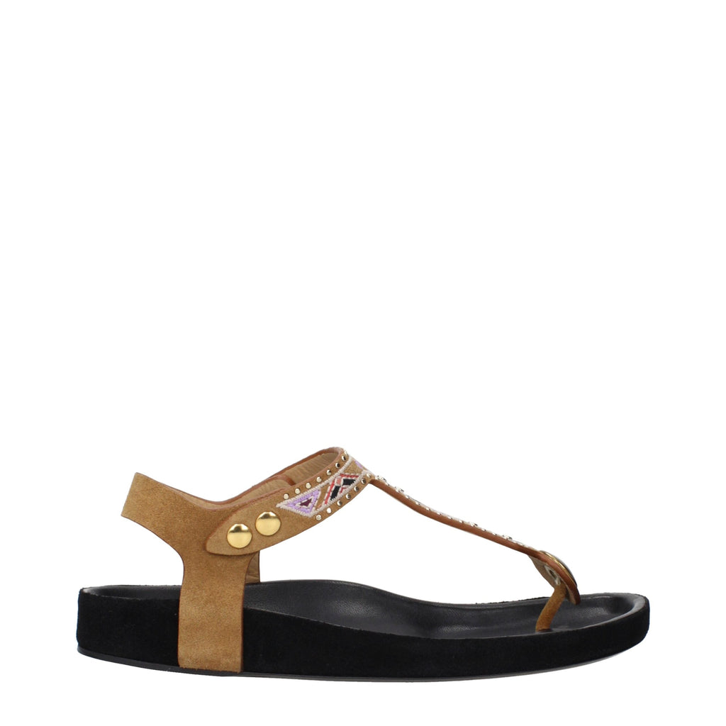 Isabel Marant Beige Leather Flip-Flop Women's Sandals