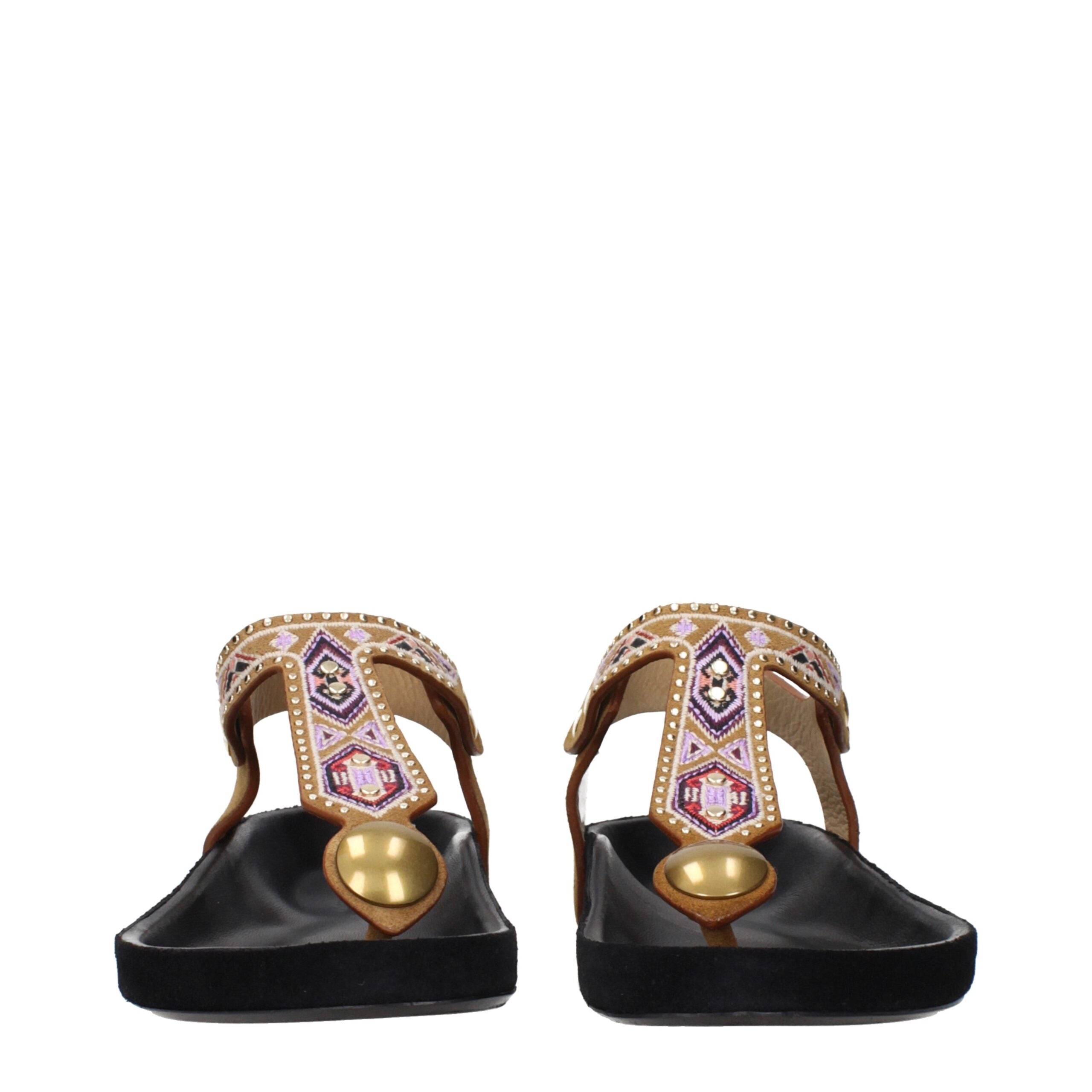 Isabel Marant Beige Leather Flip-Flop Women's Sandals