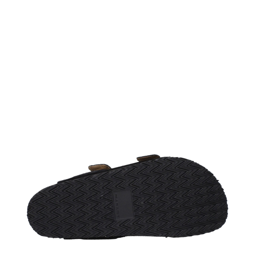 Isabel Marant Black Leather Men's Slippers