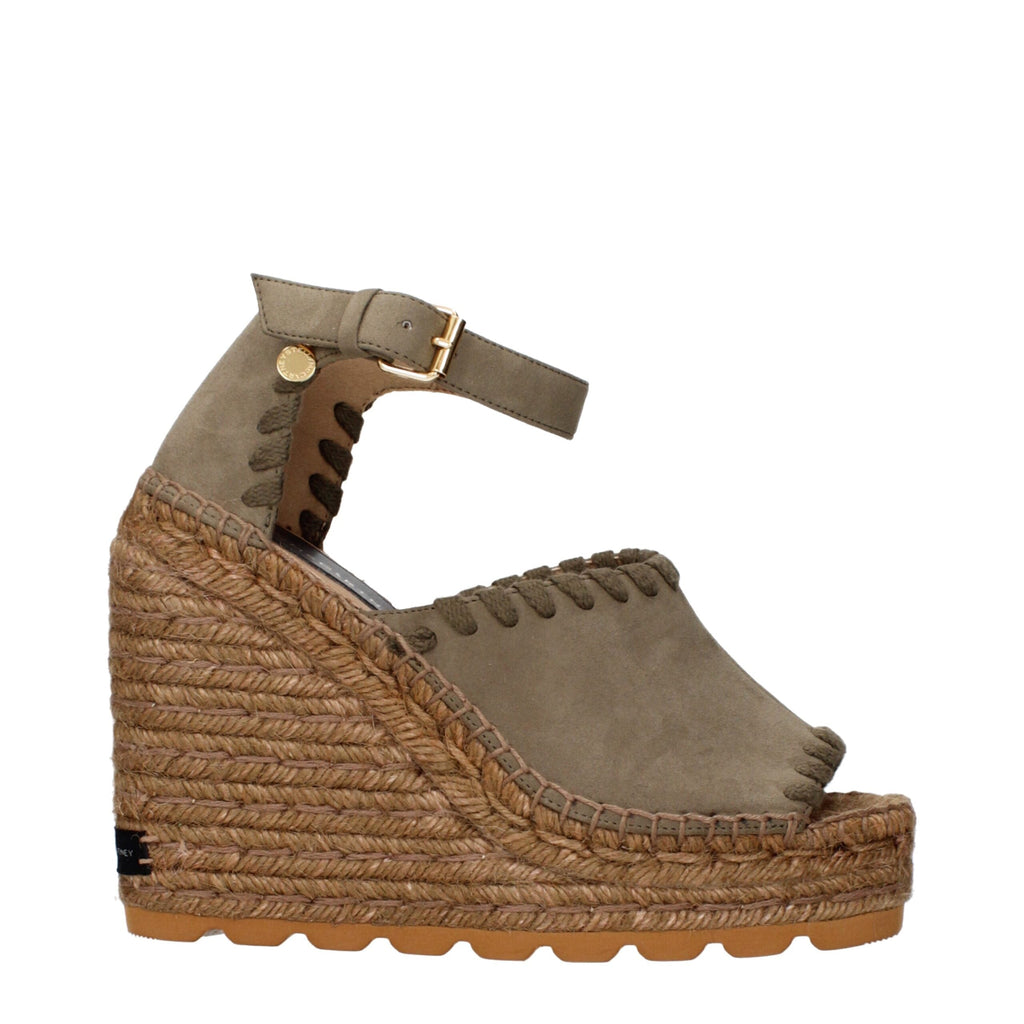 Stella McCartney Green Leather Wedge Women's Sandals