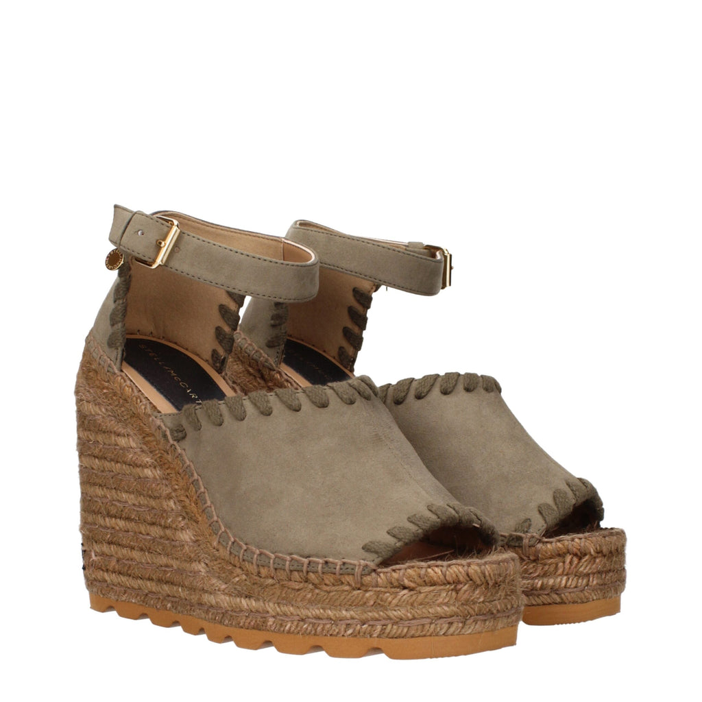 Stella McCartney Green Leather Wedge Women's Sandals