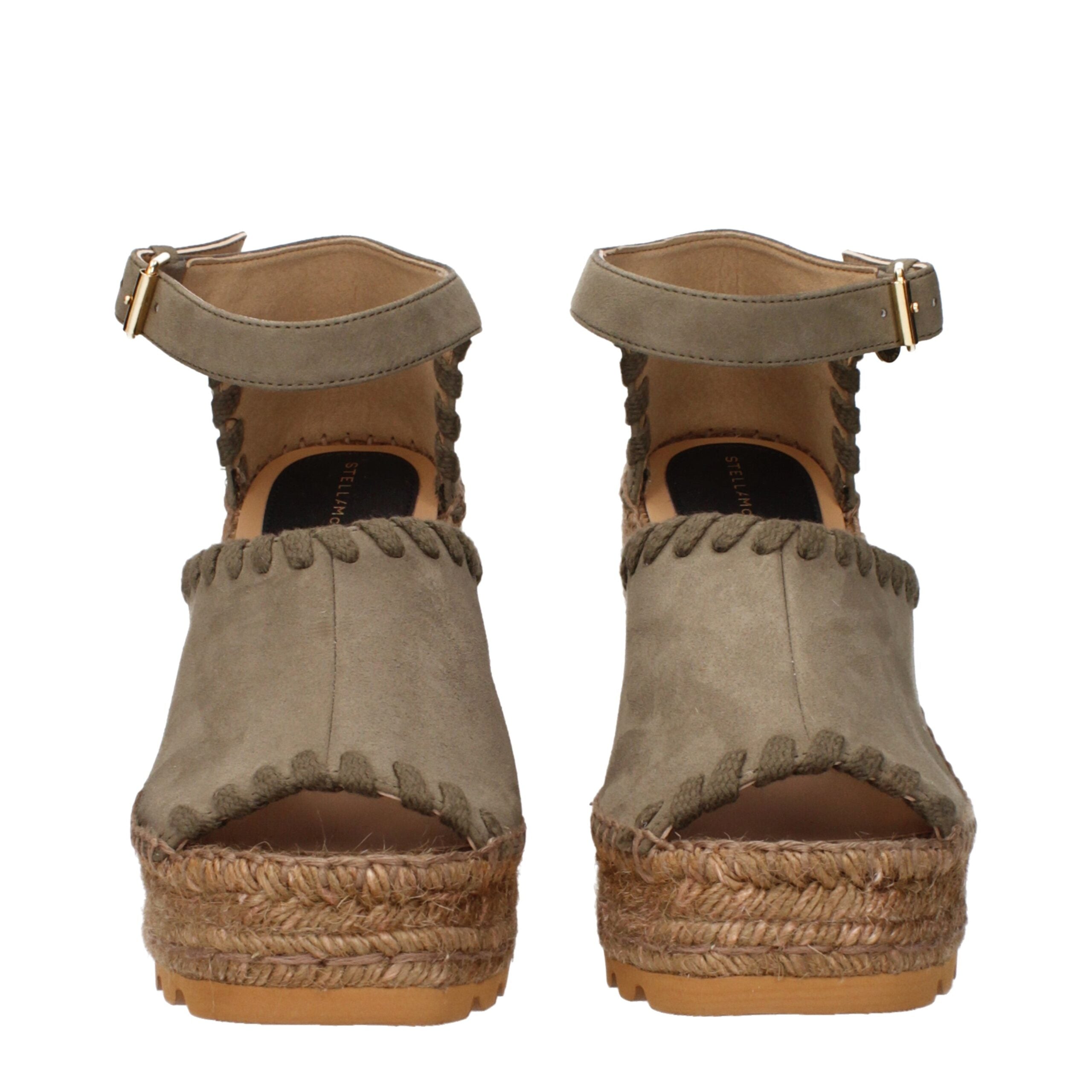 Stella McCartney Green Leather Wedge Women's Sandals