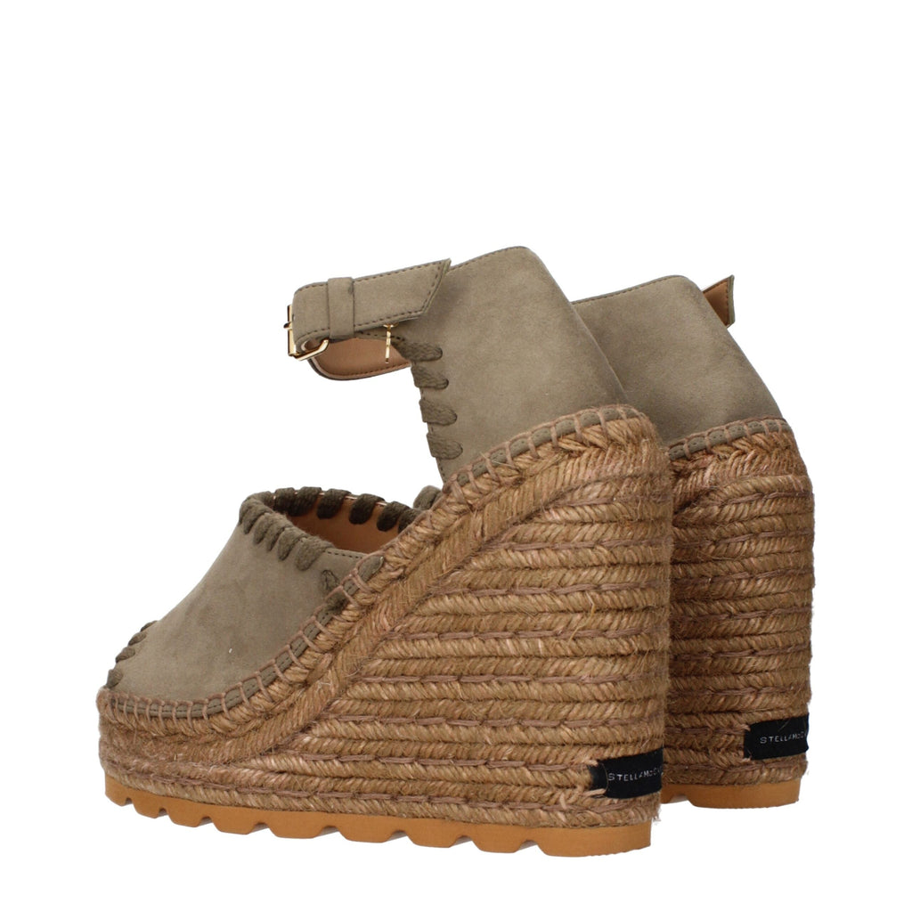 Stella McCartney Green Leather Wedge Women's Sandals