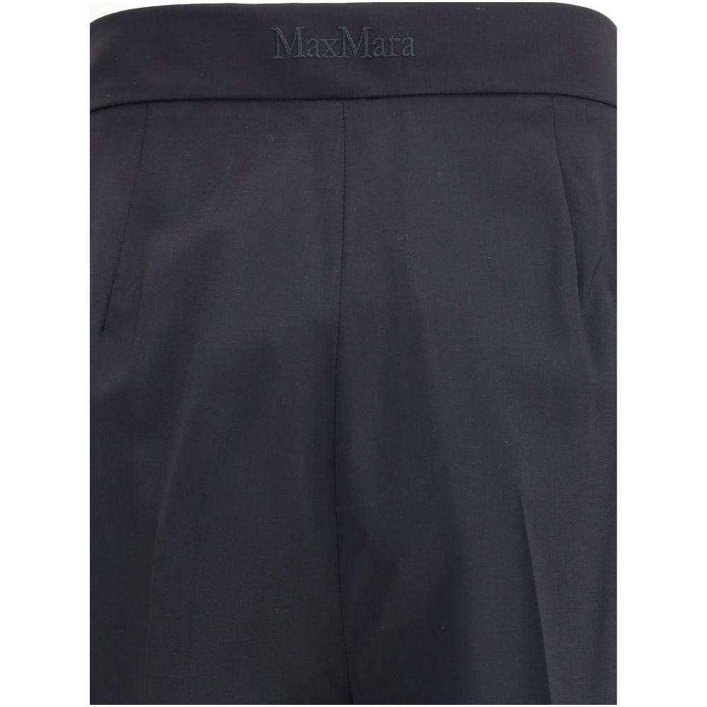 Max Mara Black Fleece Wool Casual Women's Pants