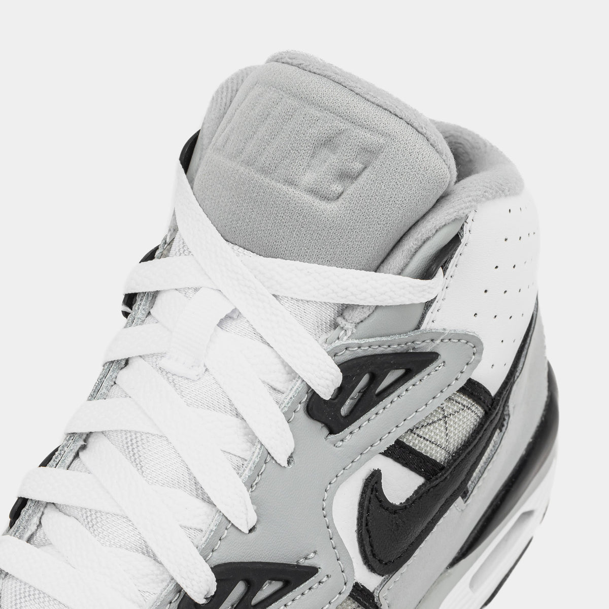 Exclusive Air Trainer SC High Raiders Helmet Grade School Lifestyle Shoes (White/Black/Light Smoke Grey) — 3.5Y — Side View