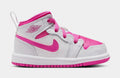 Exclusive Air Jordan 1 Mid Fire Pink Infant Toddler Lifestyle Shoes (Fire Pink/White) — 2C — Front View