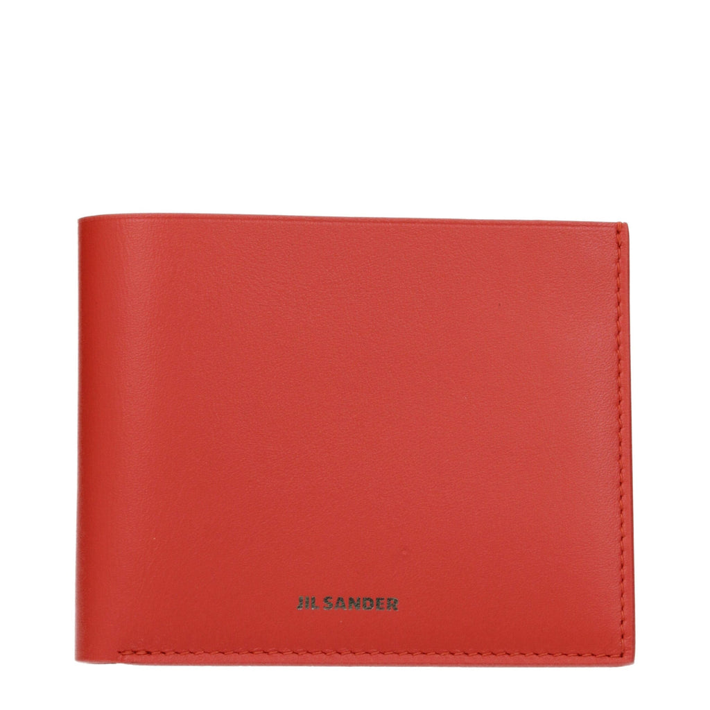 Jil Sander Red Leather Men's Wallet