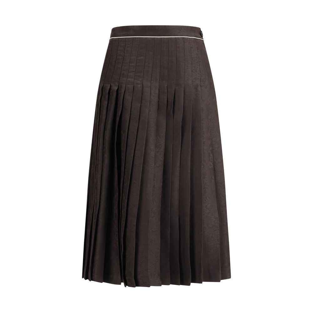 Burberry Brown Silk Midi Women's Skirt