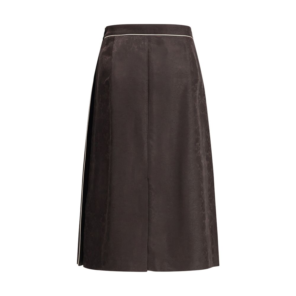 Burberry Brown Silk Midi Women's Skirt