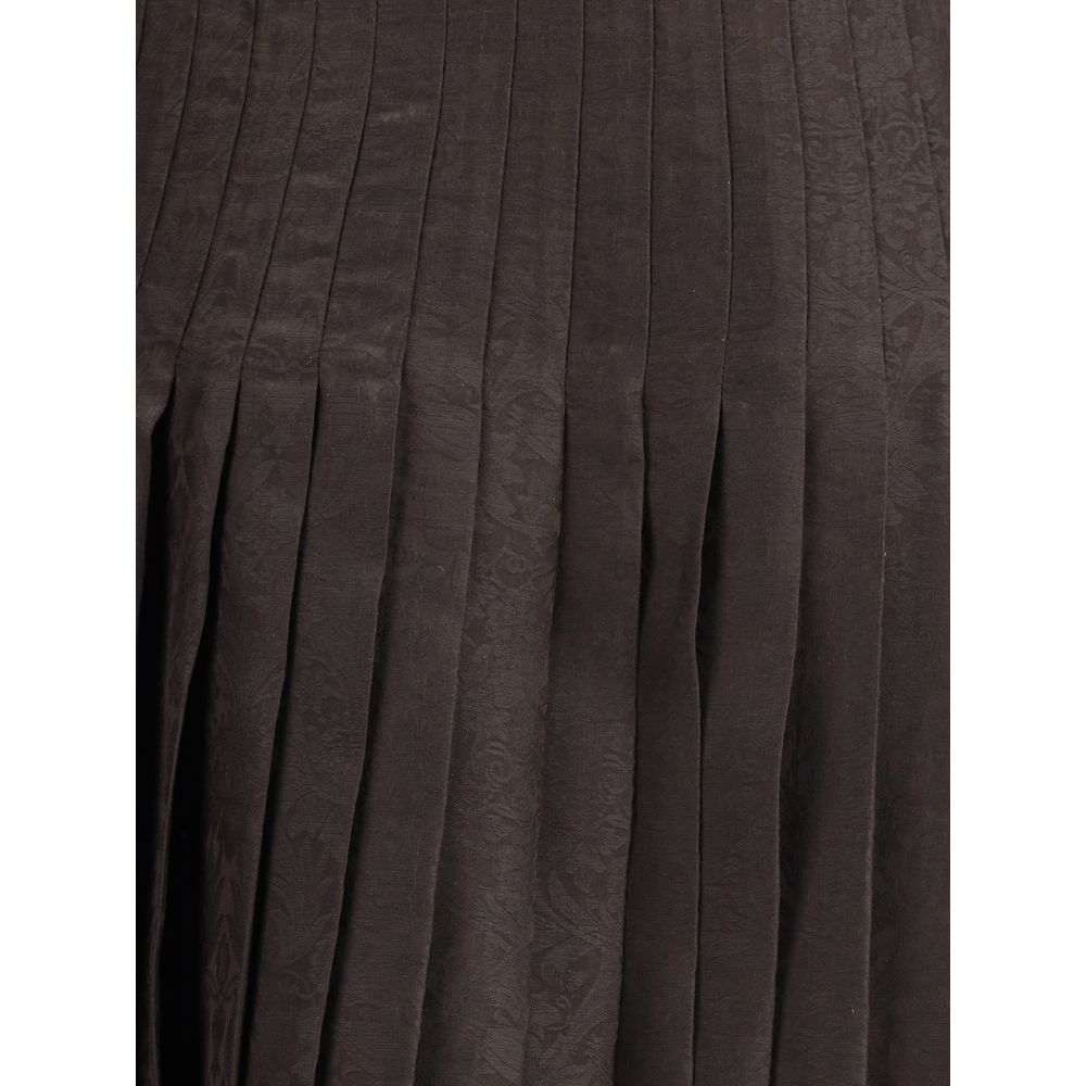 Burberry Brown Silk Midi Women's Skirt