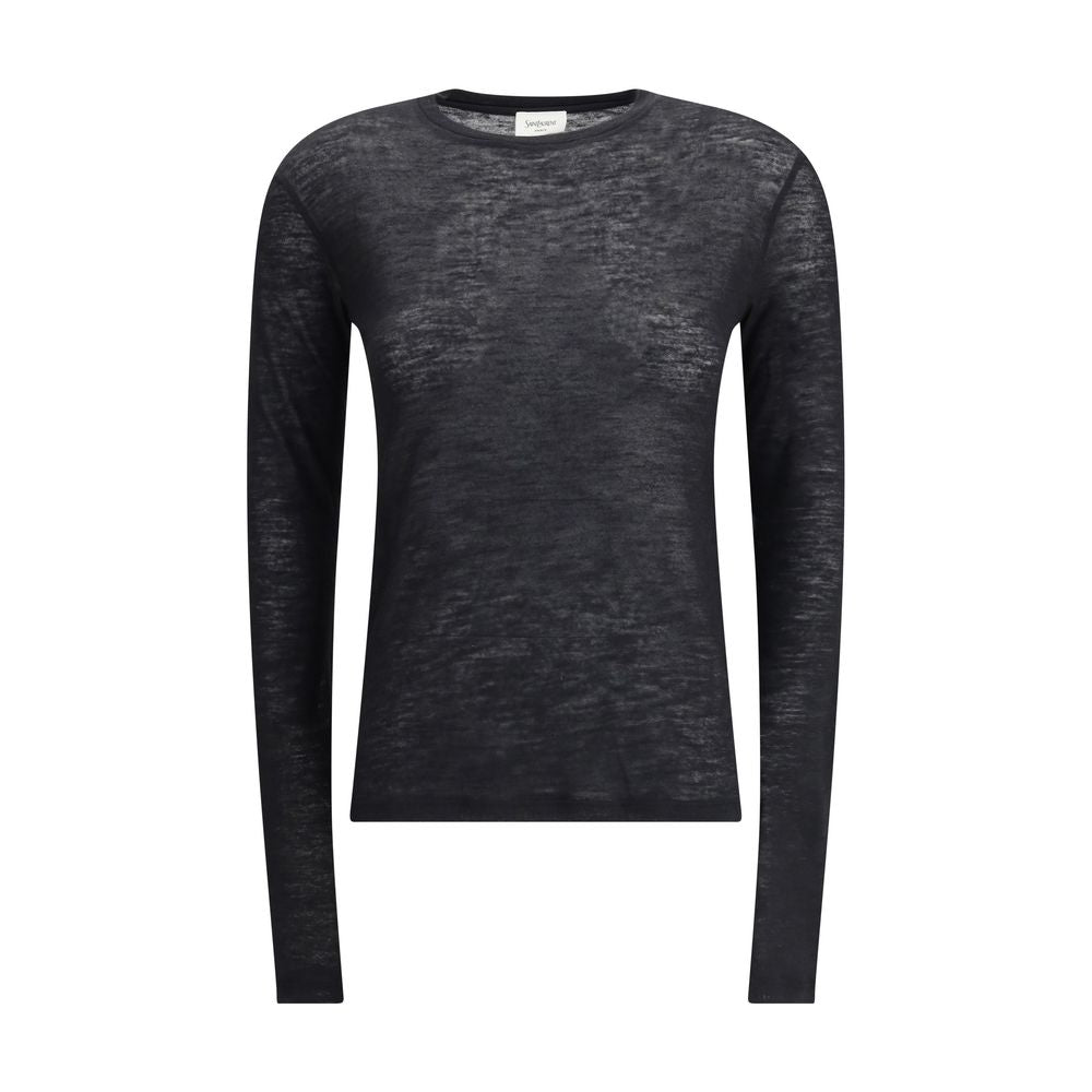 Saint Laurent Black Cashmere Long Sleeve Women's T-Shirt