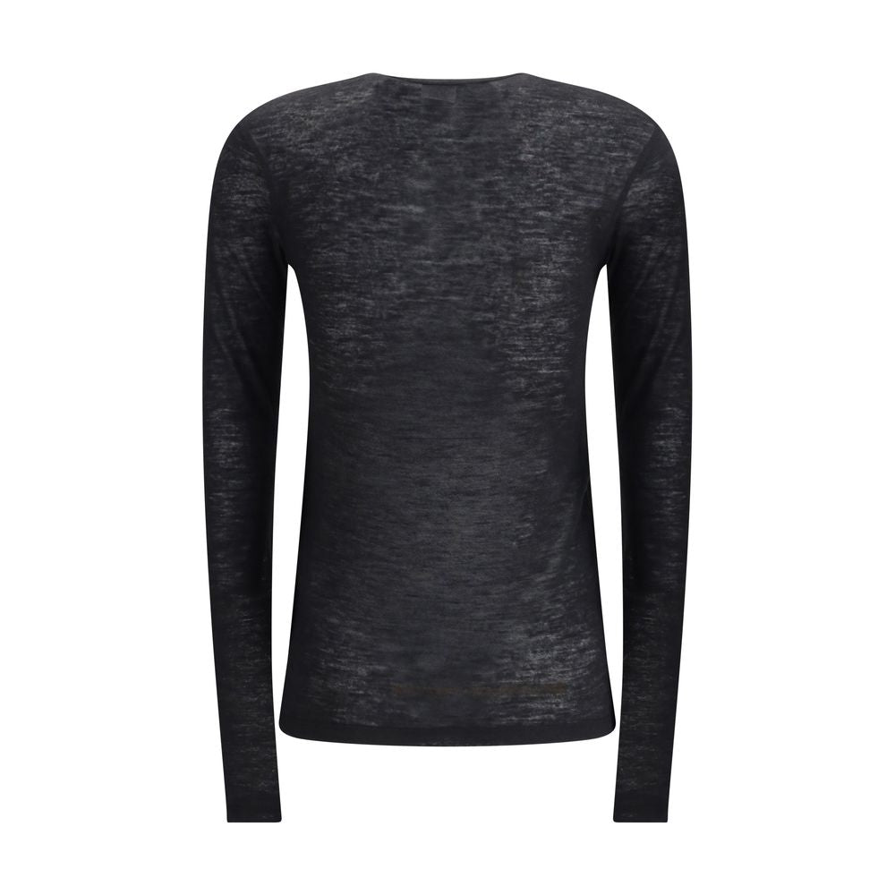 Saint Laurent Black Cashmere Long Sleeve Women's T-Shirt