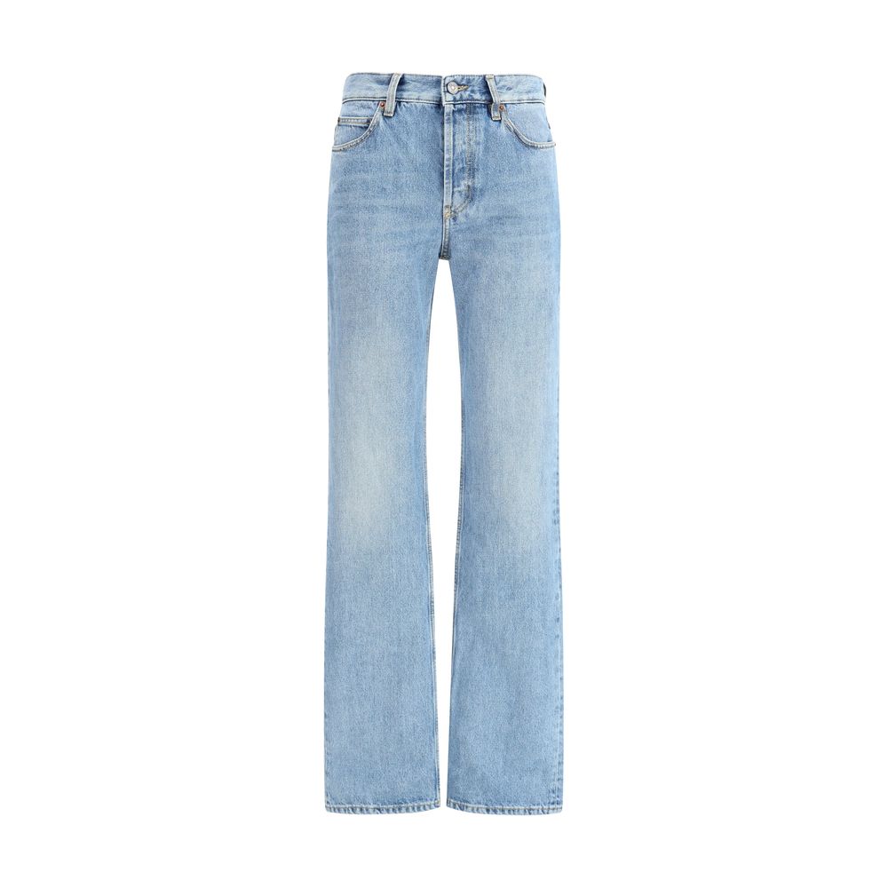 Saint Laurent Light Blue Cotton Straight-Leg Women's Jeans
